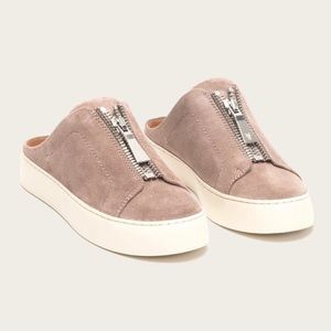 NWT Frye Lena Suede Zip Dusty Rose Mules